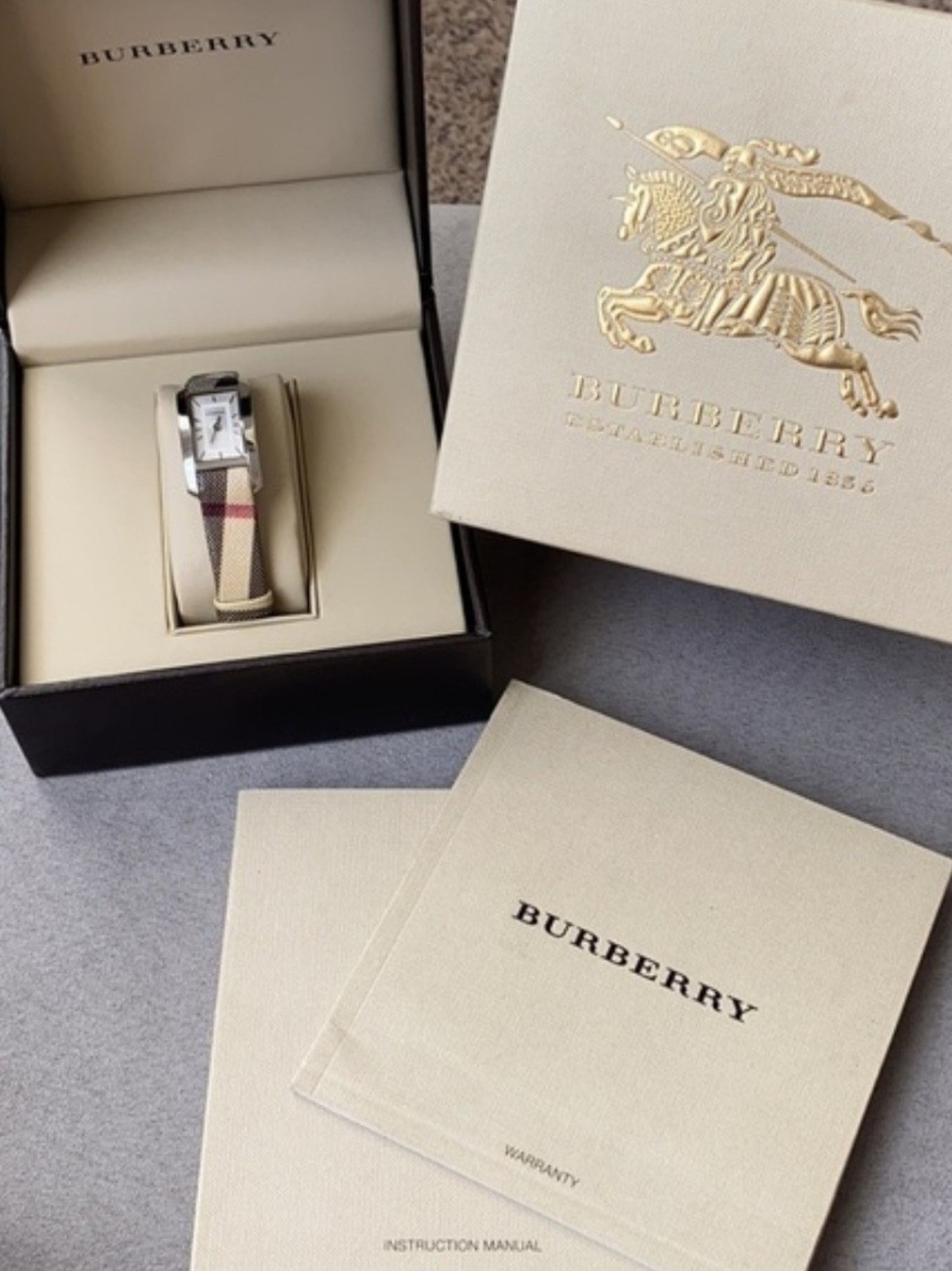 Burberry Plaid Strap Silver-Tone Rectangular Women's Watch - Picture 8 of 10